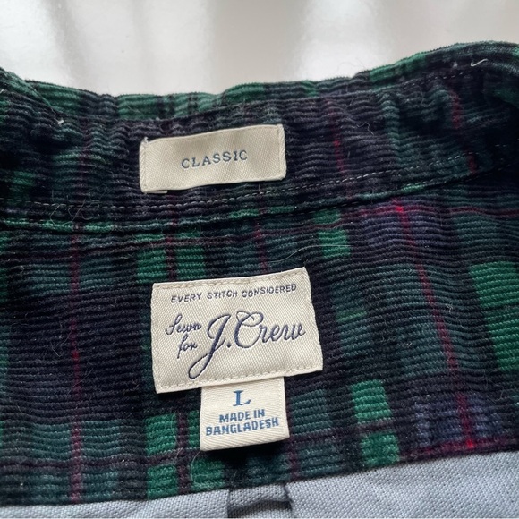 J.Crew Men's Garment Dyed Corduroy Tartan Patchwork Shacket Workshirt LARGE - Picture 4 of 11